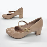 Beira Rio 4777-475 Low Heel Mary-Jane Pump in Beige Patent