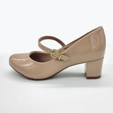 Beira Rio 4777-475 Low Heel Mary-Jane Pump in Beige Patent