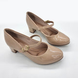 Beira Rio 4777-475 Low Heel Mary-Jane Pump in Beige Patent