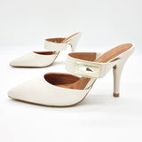 Vizzano 1184-1189 Pointy Toe Mule Pump in Off White