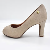 Vizzano 1840-300 Mid Heel Peeptoe Pump in Golden Shine