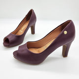 Vizzano 1840-300 Mid Heel Peeptoe Pump in Wine Napa