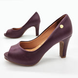 Vizzano 1840-300 Mid Heel Peeptoe Pump in Wine Napa