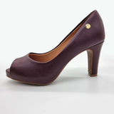 Vizzano 1840-300 Mid Heel Peeptoe Pump in Wine Napa