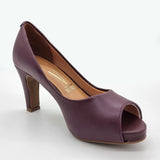 Vizzano 1840-300 Mid Heel Peeptoe Pump in Wine Napa