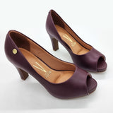 Vizzano 1840-300 Mid Heel Peeptoe Pump in Wine Napa