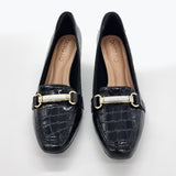 Beira Rio 4314-104 Block Heel Loafer in Black Croc