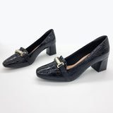 Beira Rio 4314-104 Block Heel Loafer in Black Croc