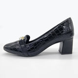 Beira Rio 4314-104 Block Heel Loafer in Black Croc