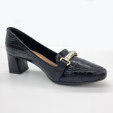 Beira Rio 4314-104 Block Heel Loafer in Black Croc