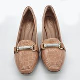 Beira Rio 4314-104 Block Heel Loafer in Nude Croc