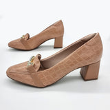 Beira Rio 4314-104 Block Heel Loafer in Nude Croc