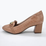 Beira Rio 4314-104 Block Heel Loafer in Nude Croc