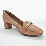 Beira Rio 4314-104 Block Heel Loafer in Nude Croc