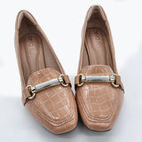 Beira Rio 4314-104 Block Heel Loafer in Nude Croc