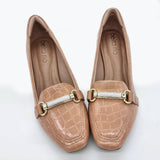 Beira Rio 4314-104 Block Heel Loafer in Nude Croc