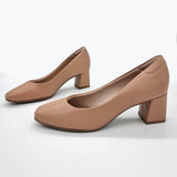 Beira Rio 4314-100 Block Heel Pump in Nude Napa