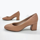 Beira Rio 4314-100 Block Heel Pump in Nude Napa