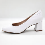 Beira Rio 4314-100 Block Heel Pump in White Napa