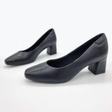 Beira Rio 4314-100 Block Heel Pump in Black Napa