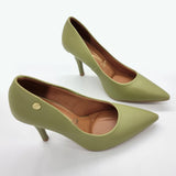 Vizzano 1184-1101 Pointy Toe Pump in Moss Green Napa