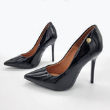 Vizzano 1421-100 Pointy Toe Stiletto Pump in Black Patent