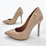 Vizzano 1421-100 Pointy Toe Stiletto Pump in Beige Patent