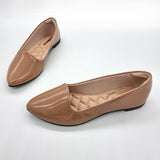 Moleca 5635-816 Pointy Toe Loafer Flat in Nude Patent