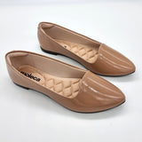 Moleca 5635-816 Pointy Toe Loafer Flat in Nude Patent