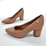 Vizzano 1290-500 Pointy Toe Block Heel Pump in Nude Napa