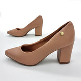 Vizzano 1290-500 Pointy Toe Block Heel Pump in Nude Napa