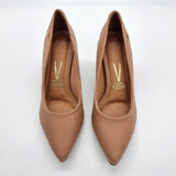 Vizzano 1290-500 Pointy Toe Block Heel Pump in Nude Napa