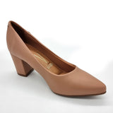 Vizzano 1290-500 Pointy Toe Block Heel Pump in Nude Napa