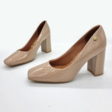 Vizzano 1428-100 Block Heel Pump in Beige Patent