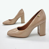 Vizzano 1428-100 Block Heel Pump in Beige Patent