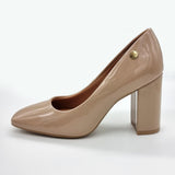 Vizzano 1428-100 Block Heel Pump in Beige Patent