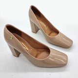 Vizzano 1428-100 Block Heel Pump in Beige Patent