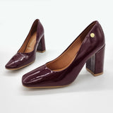 Vizzano 1428-100 Block Heel Pump in Wine Patent