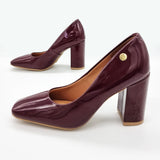 Vizzano 1428-100 Block Heel Pump in Wine Patent