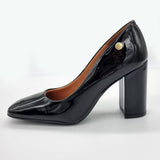 Vizzano 1428-100 Block Heel Pump in Black Patent