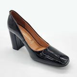 Vizzano 1428-100 Block Heel Pump in Black Patent