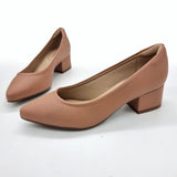 Modare 7340-123 Block Heel Pointy Toe Pump in Nude Napa