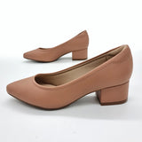 Modare 7340-123 Block Heel Pointy Toe Pump in Nude Napa