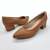 Modare 7340-123 Block Heel Pointy Toe Pump in Camel Napa