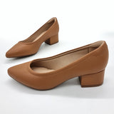 Modare 7340-123 Block Heel Pointy Toe Pump in Camel Napa