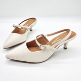 Vizzano 1122-881 Strappy Kitten Heel Pointy Toe Pump in Off White