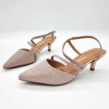 Vizzano 1122-884 Strappy Kitten Heel Pointy Toe Pump in Rose Gold