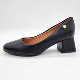 Vizzano 1423-100 Block Heel Round Toe Pump in Black Napa