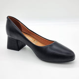 Vizzano 1423-100 Block Heel Round Toe Pump in Black Napa