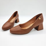 Vizzano 1423-100 Block Heel Round Toe Pump in Caramel Napa